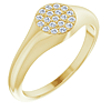 14k Yellow Gold Ladies' 1/8 ct tw Diamond Pave Signet Ring