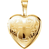 Gold-plated Sterling Silver 1/2in Cross Heart Locket