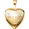 Gold-plated Sterling Silver 1/2in Fancy Cross Heart Locket