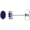 14kt White Gold 3/5 ct Oval Created Blue Sapphire Stud Earrings