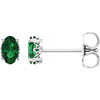 14kt White Gold 3/5 ct Oval Created Emerald Stud Earrings