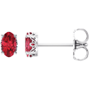 14kt White Gold Oval 3/5 ct Created Ruby Stud Earrings