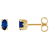 14k Yellow Gold 3/5 ct Oval Created Blue Sapphire Stud Earrings