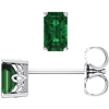 14kt White Gold 1/2 ct Created Emerald Scroll Stud Earrings