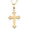 14k Yellow Gold Kid's Budded Cross Necklace 15in