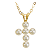 14k Yellow Gold Children's Pearl Cross Necklace 15in