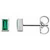 14k White Gold 1/4 ct tw Emerald Bezel-Set Stud Earrings