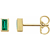 14k Yellow Gold 1/4 ct tw Emerald Bezel-Set Stud Earrings