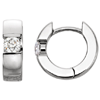 14kt White Gold 1/4 ct tw Diamond Solitaire Hinged Hoop Earrings