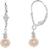 Sterling Silver 6mm Pink Pearl Lever Back Earrings