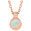 14k Rose Gold White Opal Bezel Necklace 