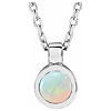 14k White Gold White Opal Bezel Necklace 