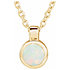 14k Yellow Gold White Opal Bezel Necklace 
