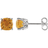 14kt White Gold 1.7 ct Citrine Checkerboard Stud Earrings