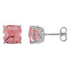 14kt White Gold 2.5 ct Pink Topaz Checkerboard Stud Earrings