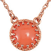14kt Rose Gold Coral Cabochon Crown Necklace
