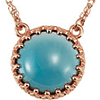 London Blue Topaz Cabochon Crown Necklace in 14k Rose Gold
