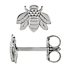 14k White Gold Bumble Bee Stud Earrings