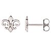 14k White Gold Fleur-de-Lis Stud Earrings