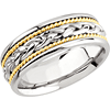8mm Handwoven Platinum Wedding Band with 18k Gold Rope Accents