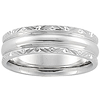 14kt White Gold 6mm Comfort Fit Wedding Band with Decorative Edges