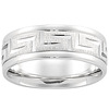 14kt White Gold 7mm Greek Key Wedding Band with Rounded Edges