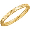 14k Yellow Gold 2mm Hand Engraved Floral Wedding Band Comfort Fit