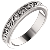 Platinum Sculpted Scroll Design Wedding Band 4mm