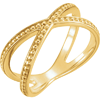 14kt Yellow Gold Beaded Crossover Ring