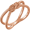 14kt Rose Gold Rope Knot Crossover Ring