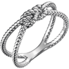 14kt White Gold Rope Knot Crossover Ring