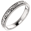 Platinum 3mm Floral Wedding Band with Beaded Edge