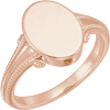 14k Rose Gold Fancy Oval Signet Ring with Bead Accents
