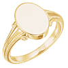 14k Yellow Gold Fancy Oval Signet Ring with Bead Accents
