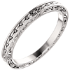 Platinum Sculpted Leaf Wedding Band 2mm