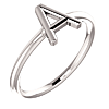 14k White Gold Stackable Initial A Ring
