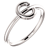 14k White Gold Stackable Initial C Ring