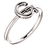 14k White Gold Stackable Initial G Ring