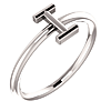 14k White Gold Stackable Initial I Ring