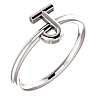14k White Gold Stackable Initial J Ring