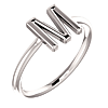 14k White Gold Stackable Initial M Ring