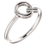14k White Gold Stackable Initial Q Ring