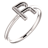 14k White Gold Stackable Initial R Ring