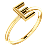 14k Yellow Gold Stackable Initial E Ring