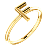 14k Yellow Gold Stackable Initial F Ring