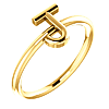 14k Yellow Gold Stackable Initial J Ring