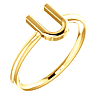 14k Yellow Gold Stackable Initial U Ring