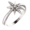 14k White Gold Beaded Starburst Ring with Eight Points