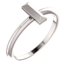 14k White Gold Stackable Bar Ring with Beveled Edge