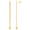 14k Yellow Gold Curb Chain Earrings with Bead 2in